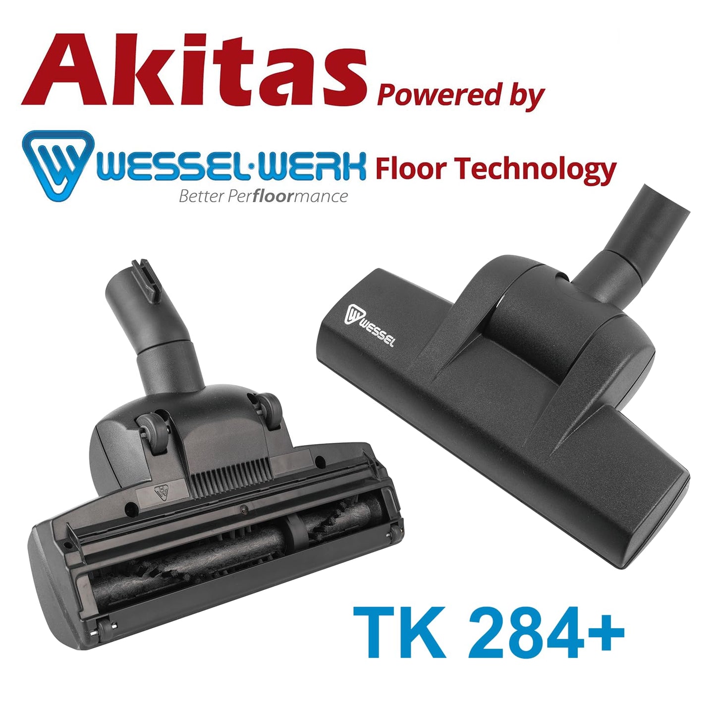 Akitas C10T 850W Beutelloser Staubsauger,Cat and Dog Tierhaare,Staubsaugerzylinder mit Deutschem Wessel Werk,28cm Breite Große Turbokopf-Spinnbürste