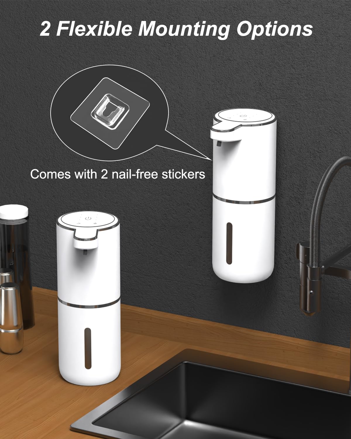 Seifenspender Automatisch, Dalugo USB C Wiederaufladbar Seifenspender Wandbefestigung 380ml Elektrischer Seifenspender mit Sensor, 4 Stufen Verstellbar Seifenspender Weiß für Küche Badezimmer