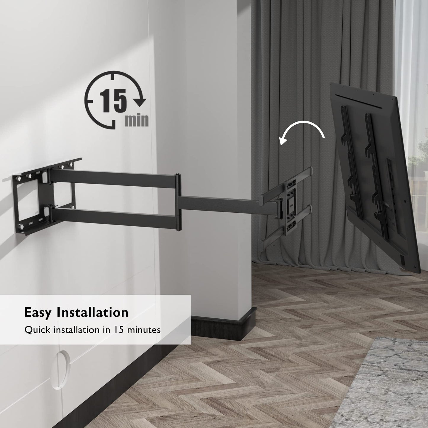 BONTEC TV Wandhalterung mit 1040 mm Extra Langem Gelenkarm für 32-75 Zoll LCD/LED/OLED Flachbildschirme bis 60 kg, Neigbar, Schwenk- und Drehbar, Fernseher Halterung, Max. VESA 600 x 400 mm