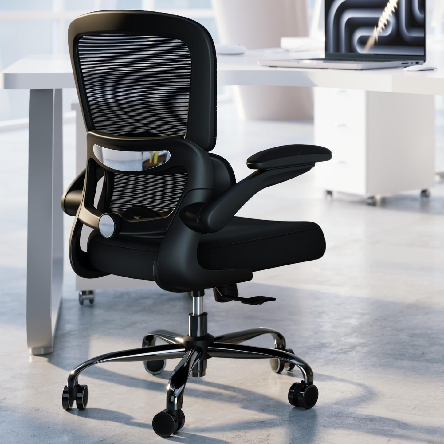 TRALT Bürostuhl Schreibtischstühle Mesh Computer Schreibtischstuhl mit Rollen Ergonomischer Bürostuhl Höhenverstellbar Drehstuhl Arbeitsstuhl (Schwarz)