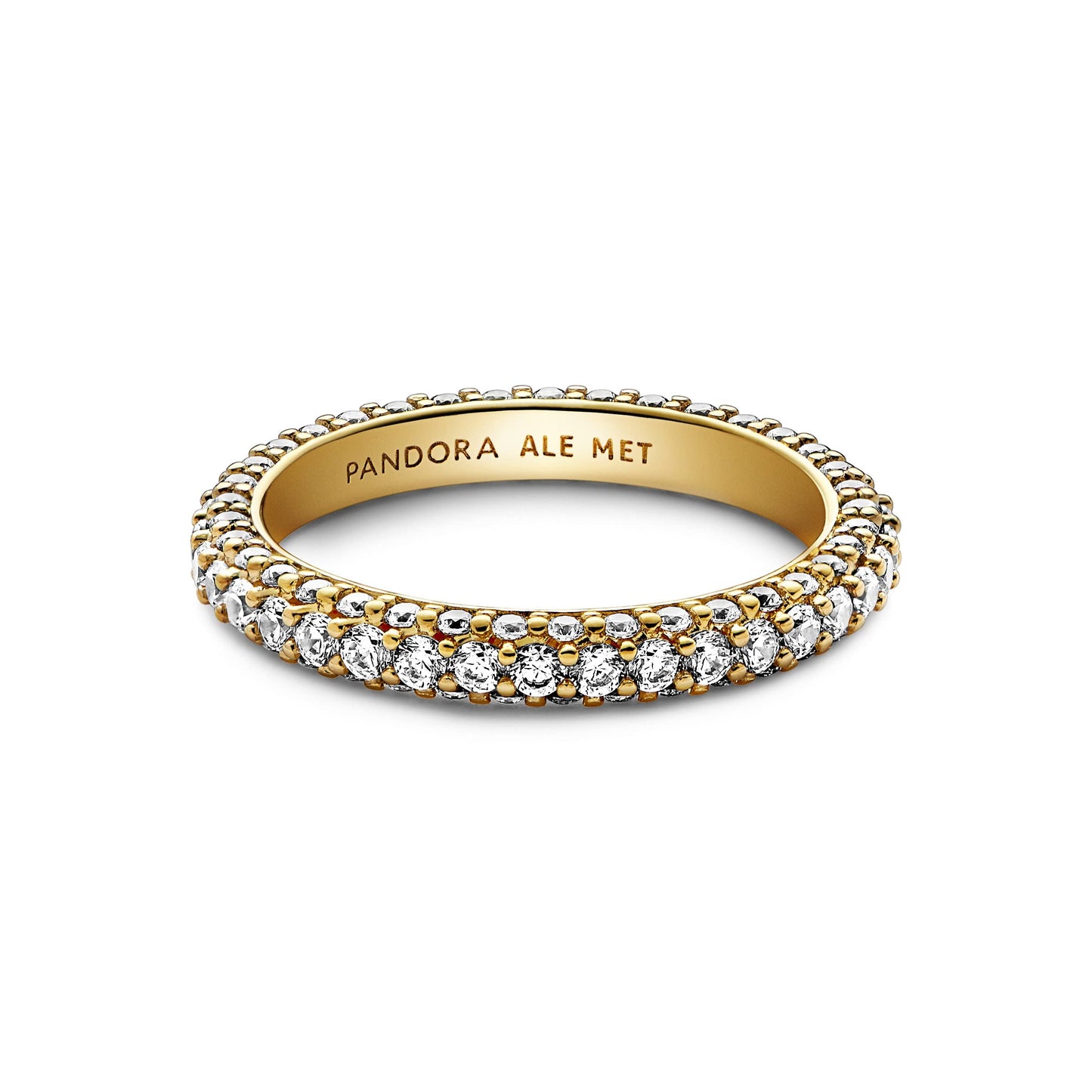 PANDORA Timeless Einreihiger Pavé Ring mit vergoldeter Metalllegierung und Cubic Zirkonia Timeless Collection, Größe 54, 162627C01-54
