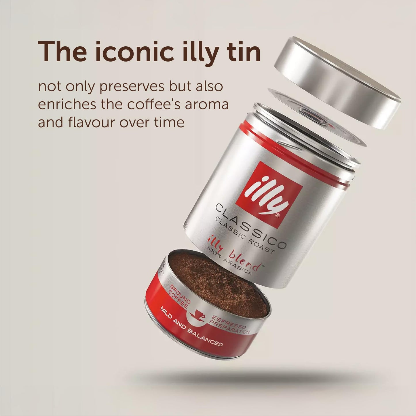 illy Kaffee, Classico Gemahlener Kaffee, mittlere Röstung, 100% Arabica-Kaffeebohnen, 250 g