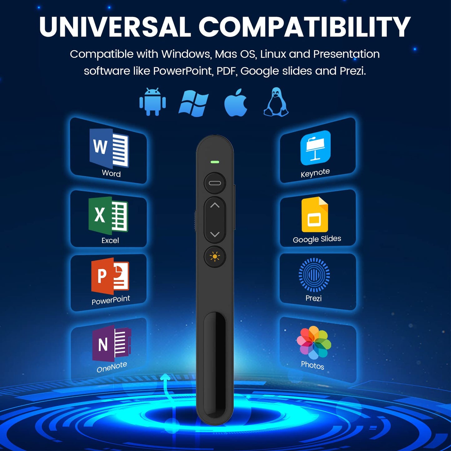Presentation Clicker, 2,4 GHz Wireless Presenter-Präsentationsfernbedienung für Lehrer, Büro, Besprechungen, Berichte - Unterstützung Hyperlink und Lautstärkeregelung (black)