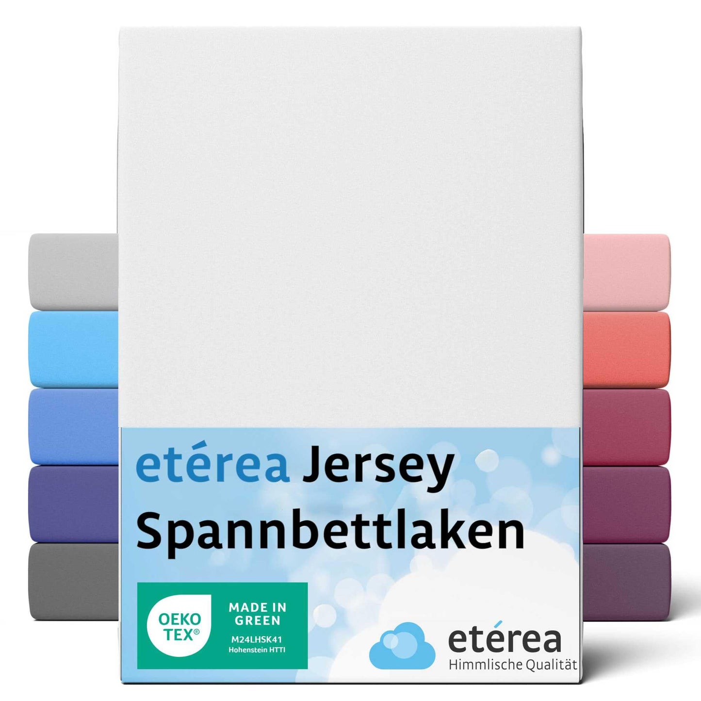 etérea Jersey Spannbettlaken 180x200cm - 200x200cm Weiss bis 25 cm Höhe - 100% Baumwolle Comfort Spannbetttuch, Oekotex Matratzen Bett Bezug - Bettlaken 180x200 cm - 200x200 cm - Weiss
