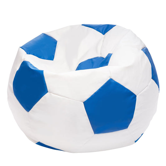 Ecopuf Football Sack XL - Spielkissen aus Kunstleder - Ideal für Fußballfans, Kinder - Sitzsack Wohnzimmer - Sitzpouf Samt - Gaming Stuhl Pouf Sack - 105x80cm, Hellblau E10