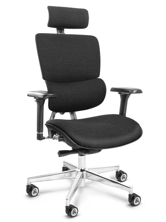 CLOUVOU MasterSeat Bürostuhl Ergonomisch | Schreibtischstuhl [QuantumFlex, 4D-Chrom-Metallarmlehne, Phantom Wheels] | Büro Stuhl, Computerstuhl Home Office Chair Ergonomic, Drehstuhl 150 kg