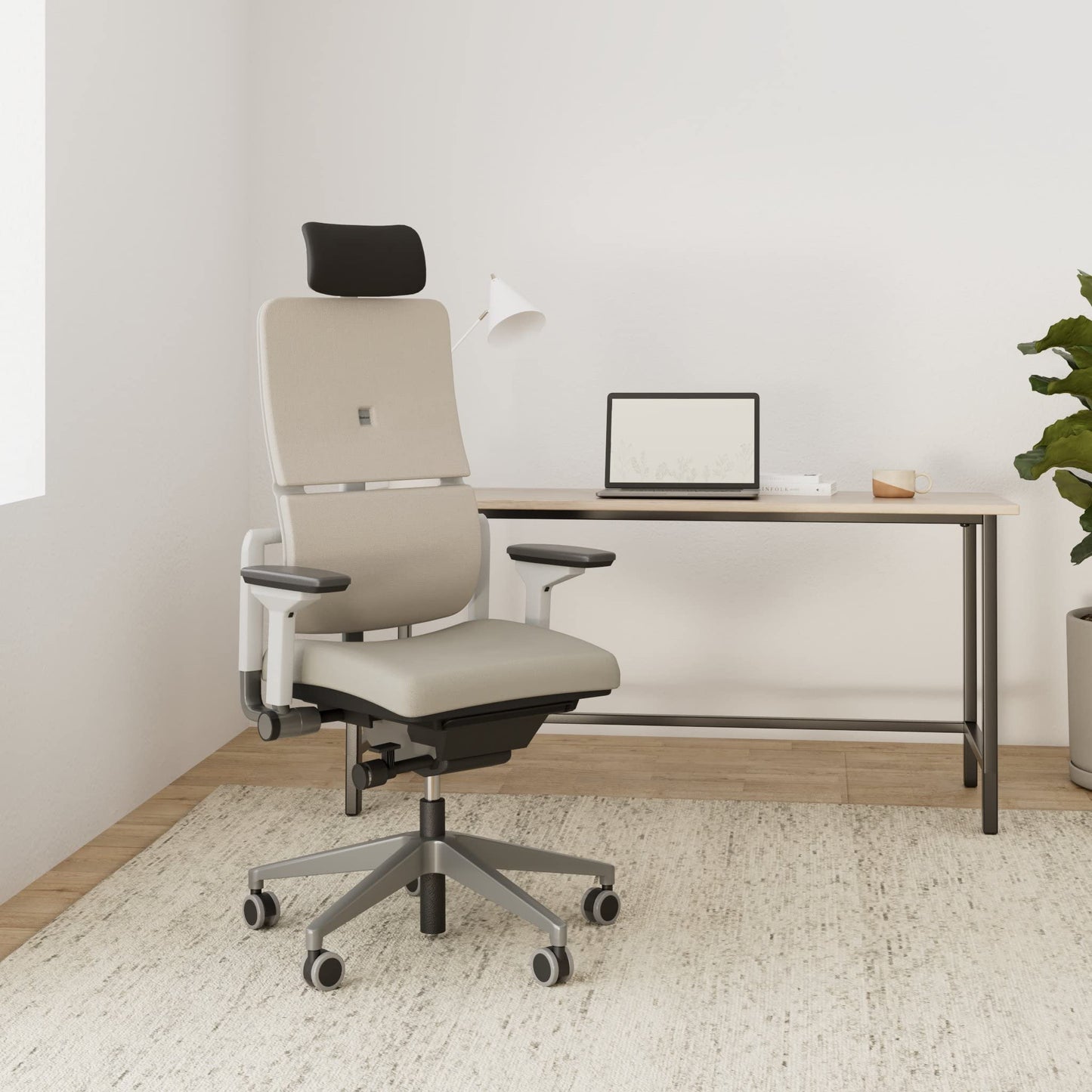 Steelcase Please Ergonomischer Bürodrehstuhl mit höhenverstellbarer Lumbalstütze für Unterstützung den ganzen Tag über, anpassbare Kopfstütze Trüffel