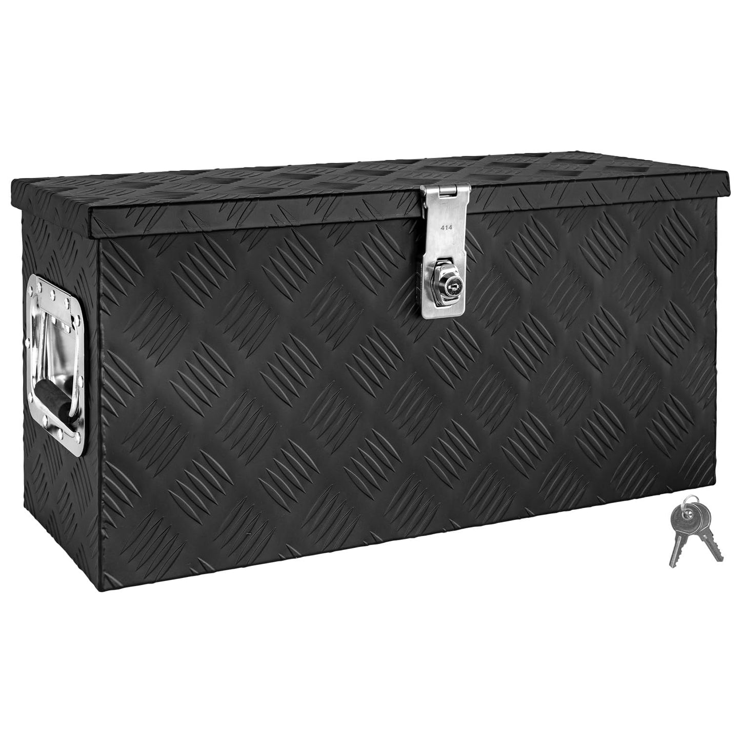 trucky Deichselbox Schwarz Werkzeugkasten Truckbox Alu Box Anhänger Kiste mit Deckel Abschließbar Alubox Transportbox Werkzeugbox Aluminium Aufbewahrungsbox