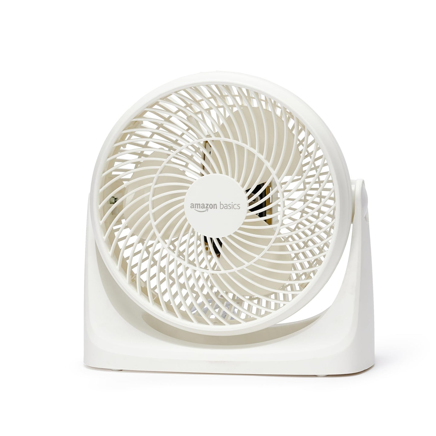 Amazon Basics Tisch-Ventilator tragbar, 18 cm, geräuscharme Kühlung, 3 Geschwindigkeiten, um 90° verstellbarer Winkel, Weiß, 15,49 x 27,3 x 27,69 cm