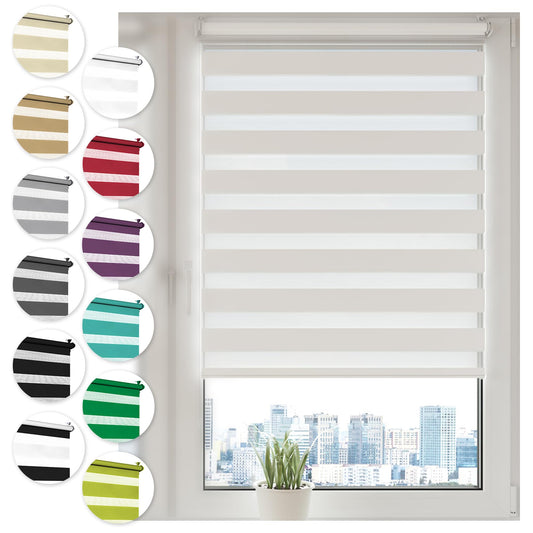 Doppelrollo Klemmfix ohne Bohren 70cm x 130cm Weiß Duo Rollo Klemmrollo Sonnenschutzrollo Fensterrollo für Fenster & Türen Zebrarollo Seitenzugrollo