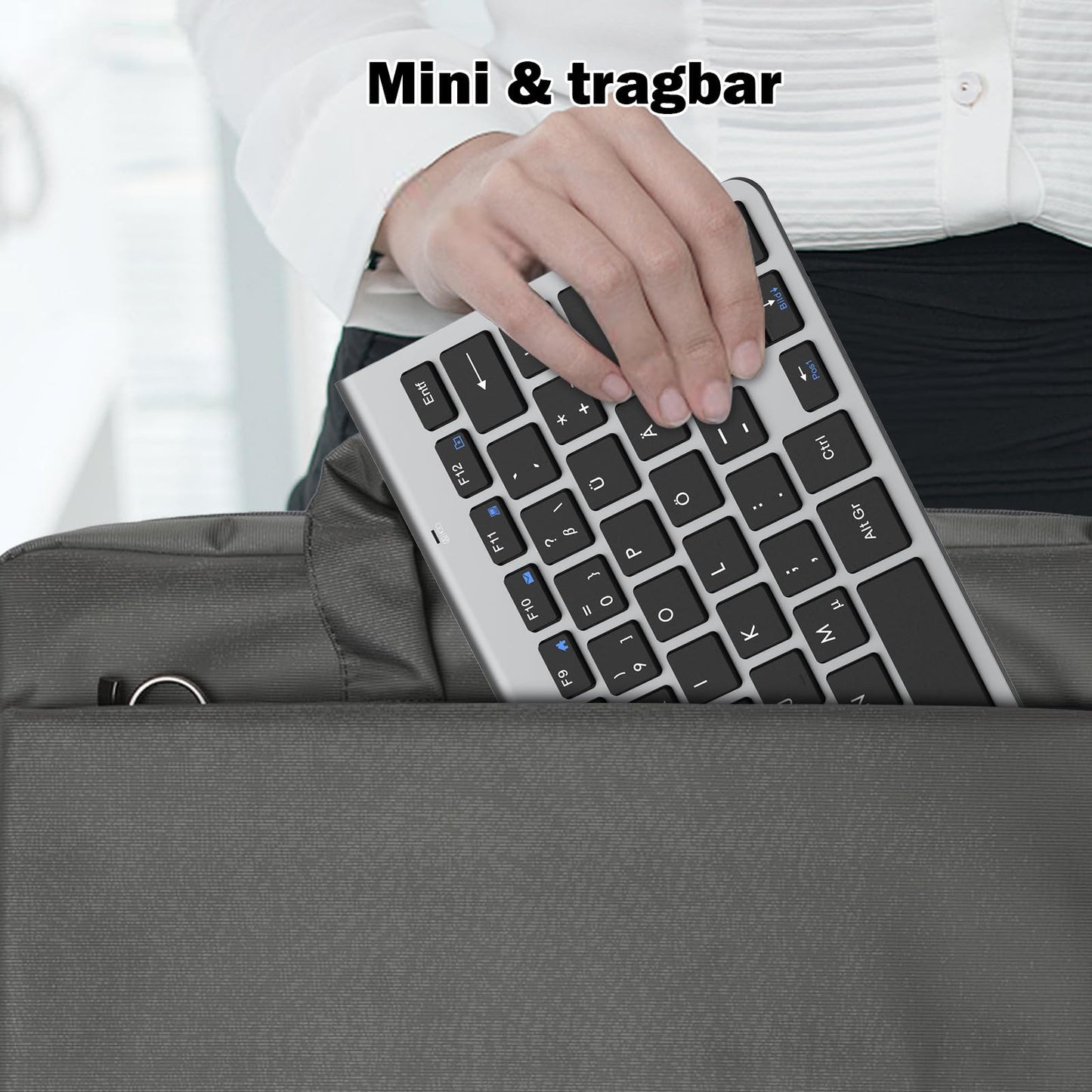 PINKCAT Kabelloses Tastatur Maus Set kabellos 2.4G Kabellose Kompakte Tastatur mit Funkmaus für Laptop, PC und Smart TV Deutsches QWERTZ Layout(Grau&Schwarz)