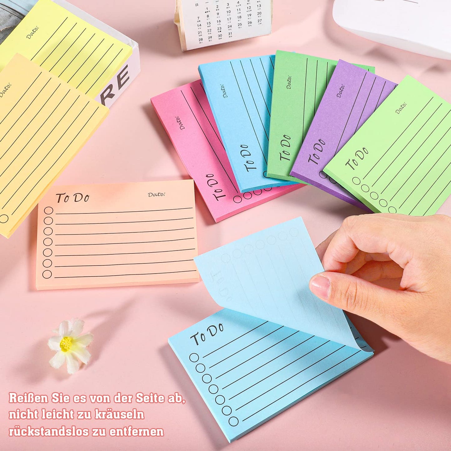 9 Blöcken Haftnotizen, 450 Blätter To Do Liste Haftnotizblock Linierte Notizzettel Sticky Notes Selbstklebend für Familie Schule Büro (10 X 7cm)