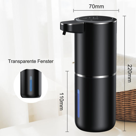 Fantictas Seifenspender Automatisch Wandbefestigung mit Sensor Infrarot,380ml Elektrischer Seifenspender ohne Bohren mit USB Wiederaufladbar,IPX5 Wasserdicht für Bad Toilette Küche