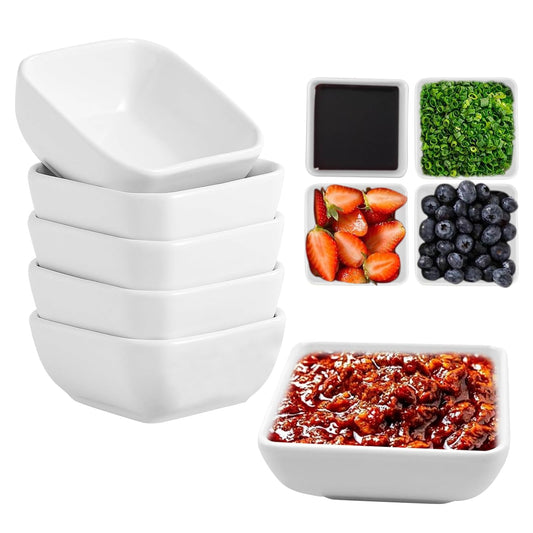 UptVin 12 Stücke Dip Kleine SchäLchen, Sojasauce SchäLchen Weiß, Sushi Schalen für Saucen, Quadratische Vorspeisenteller Klein, für Soße, Dipping, Gewürzen, Snack, Früchten
