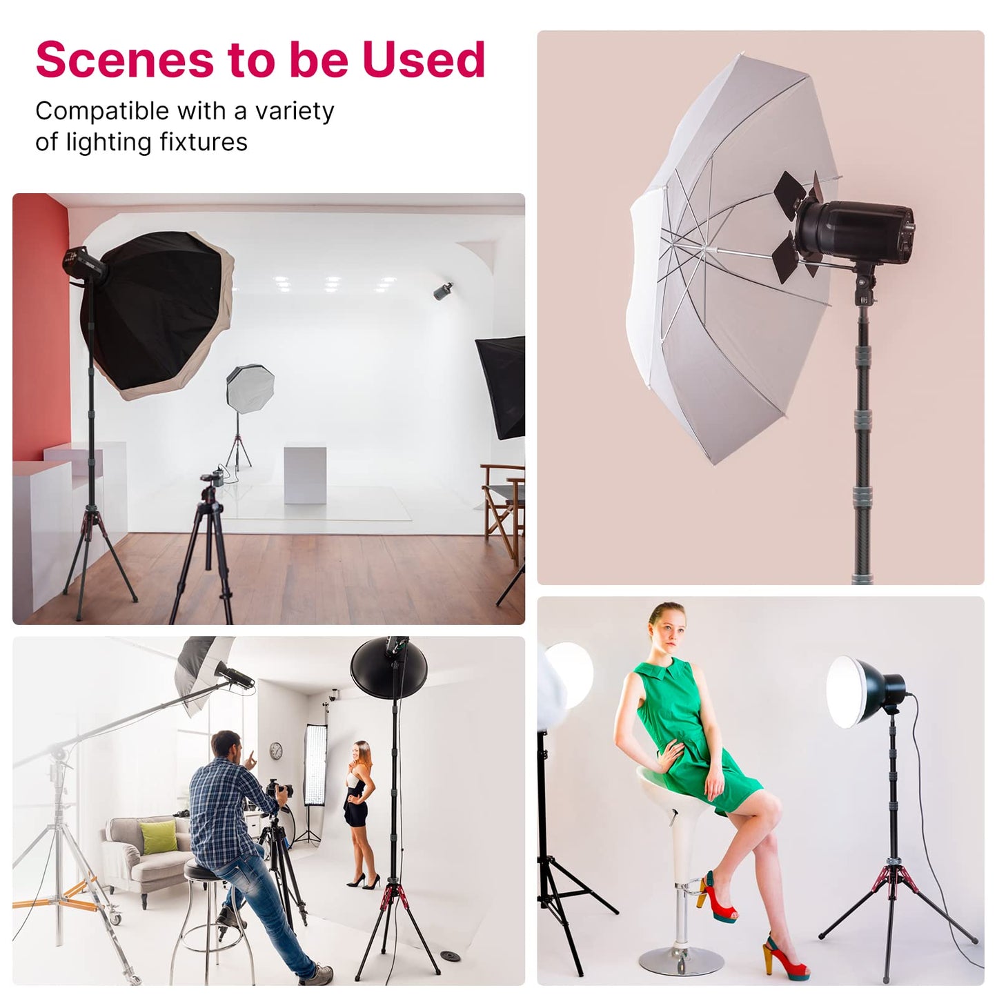 ULANZI MT-49 Lampenstativ aus Kohlefaser, 194cm/76.4inch, Stabiles Light Stand für Studio Kits, Softbox, Reflektor, Ringlicht und COB Licht, inkl. Tragetasche