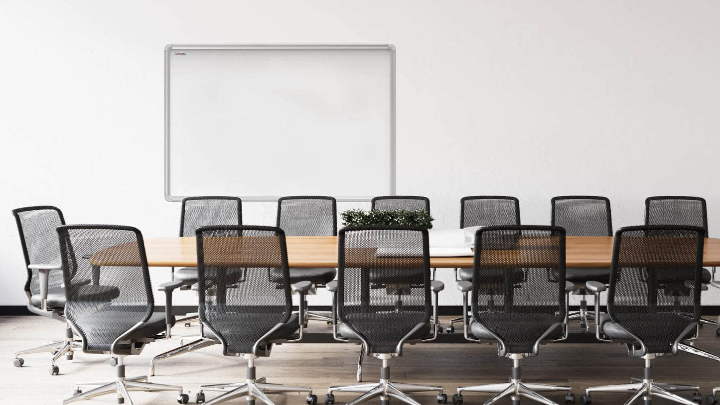 ALLboards Magnetisches Whiteboard 240x120cm Magnettafel mit Aluminiumrahmen Premium EXPO und Stifteablage, Weiß Magnetisch Tafel, Trocken Abwischbar, Wiederbeschreibbar Weißtafel