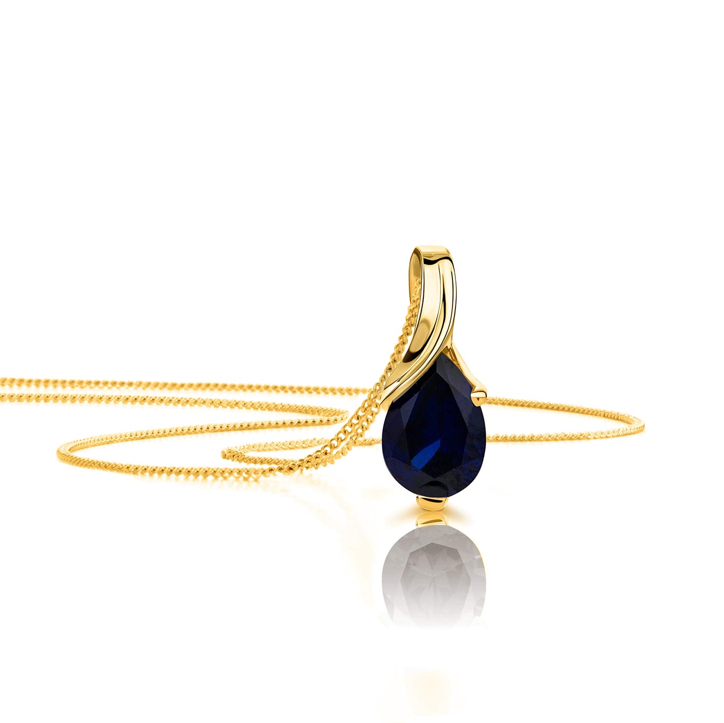 Orovi – Kette Damen aus 14 Karat (585) Gelbgold mit ovalem Saphir im Tropfenschliff (0.66 ct) – Filigrane Edelstein Halskette Damen mit Anhänger – Goldkette Allergenfrei & handgemacht (45 cm)