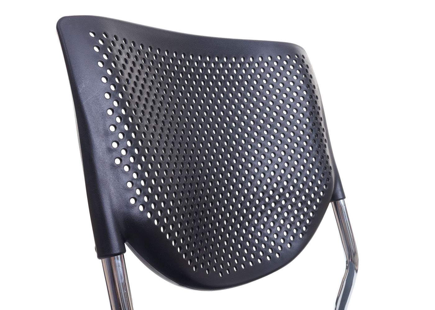 Mendler 4er-Set Besucherstuhl T401, Konferenzstuhl stapelbar, Stoff/Textil - Sitz dunkelgrau, Füße Chrom