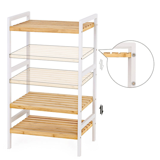 SONGMICS Bambusregal, Küchenregal, Badregal, Bücherregal, Standregal mit 3 Ablagen, 31,5 x 45 x 80 cm, für Bad, Küche, Wohnzimmer, Schlafzimmer, Balkon, naturfarben-weiß BCB73Y