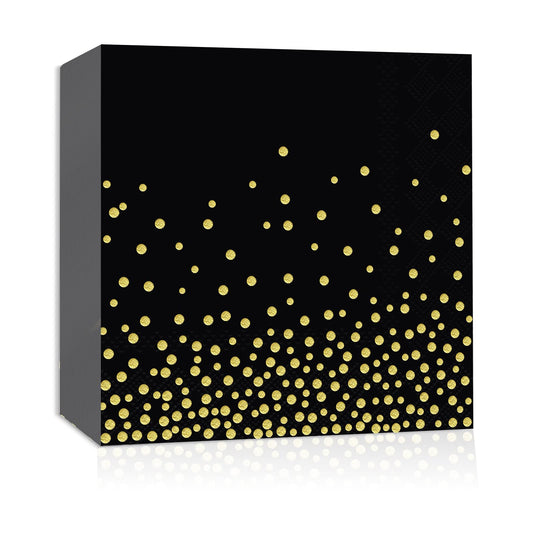 Servietten, Goldfolie Party-serviette Schwarz Golddruck Gepunktete 3-lagig Papier Servierten, Cocktailservietten 33x33cm Papierservietten mit metallic Aufdruck, 20 Stück