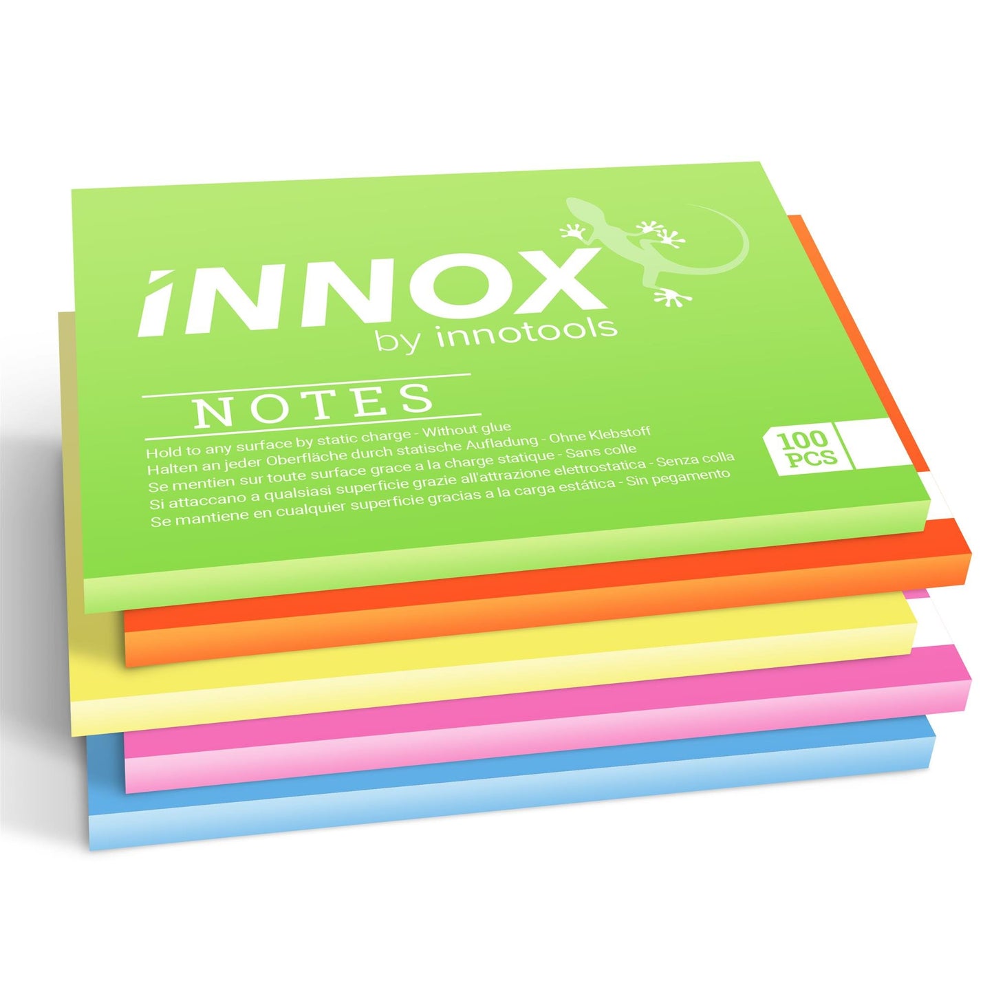 Elektrostatisch selbstklebende Haftnotiz klein | Für alle Oberflächen - Innovative Sticky Notes ohne Klebstoff von INNOX® | Ideen visualisieren, verschieben, strukturieren | Bunt, 10x7cm, 500 Blatt