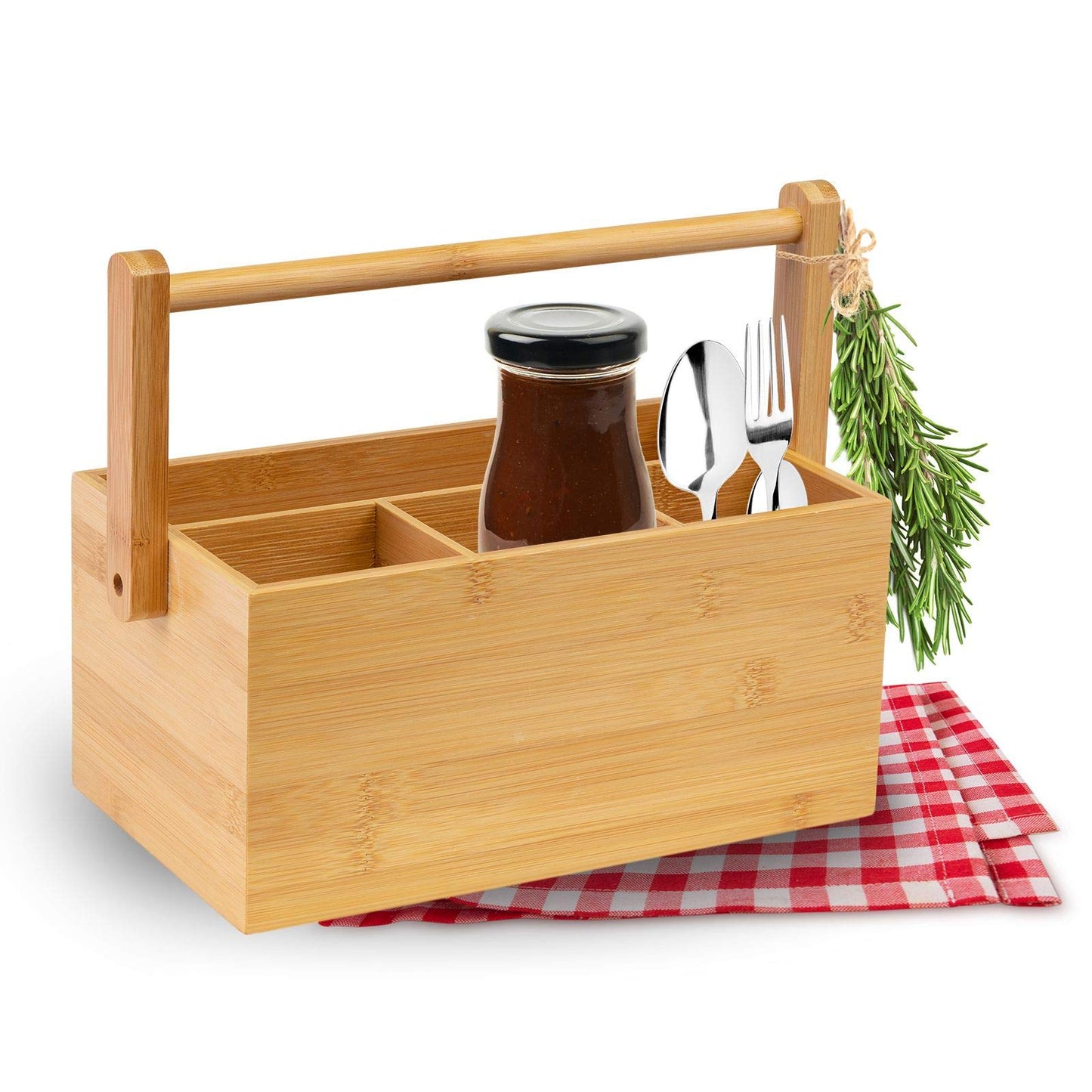 Westmark Küchen-Organizer/Tischbutler, 4 Fächer, mit Tragegriff, Maße: 28 x 15 x 22 cm, Bambus, Tapas + Friends, Hellbraun, 69802270