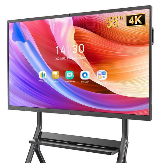 MWE 55 Zoll 4K Touchscreen Interaktives Whiteboard, Elektronische Whiteboard, 8+64GB, Mikrofon, Ultra High Definition Kamera, Unterstützt HDMI, Bluetooth, WiFi