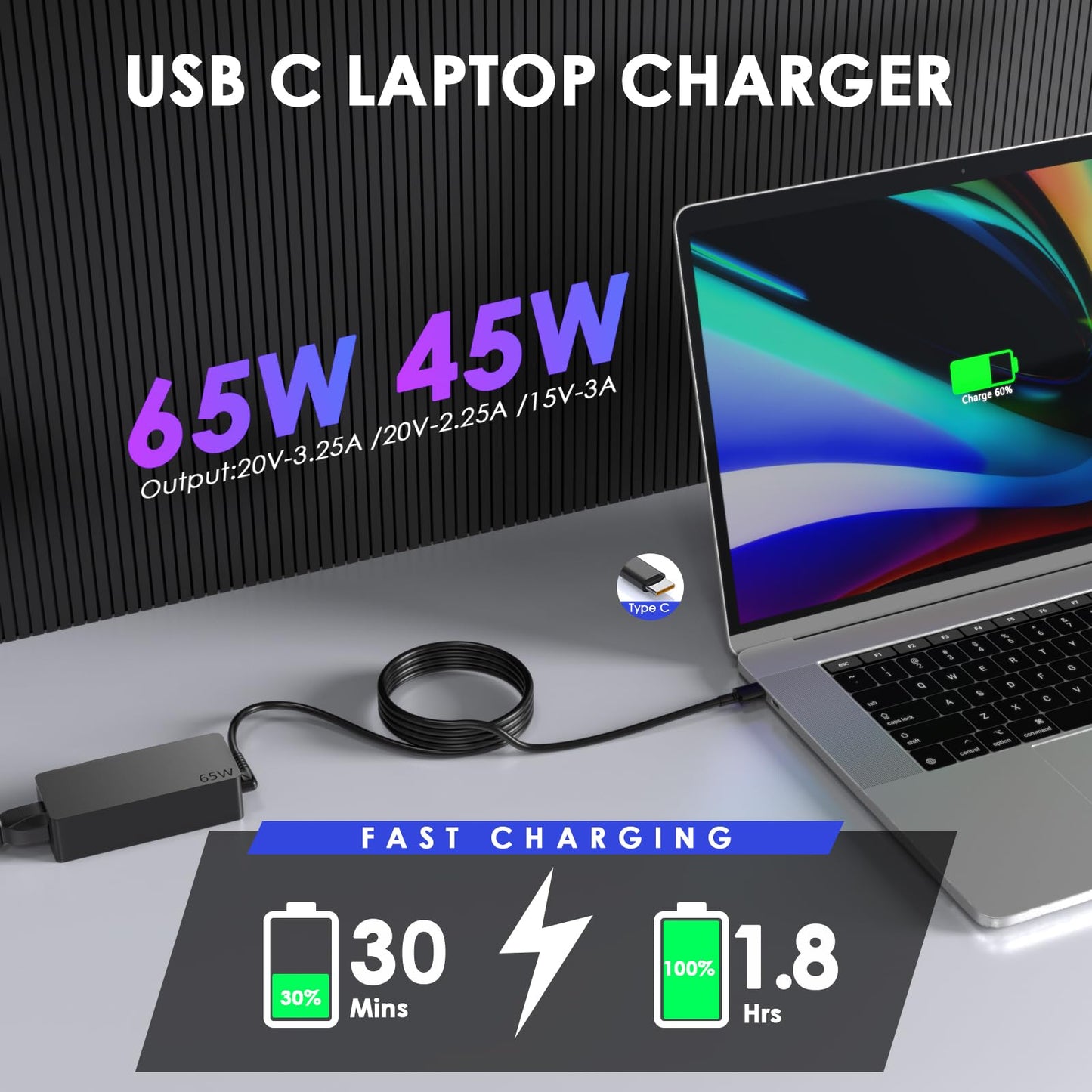65W USB C Laptop Netzteil Ladekabel für Lenovo Thinkpad X13 Z13 T14s T14 E16 E15 E14 L15 L14 L13 P14s P15s P16s Gen1/2/3 /4, X1 Carbon Gen10/11/9,Yoga Ladegerät Power AC Adapter