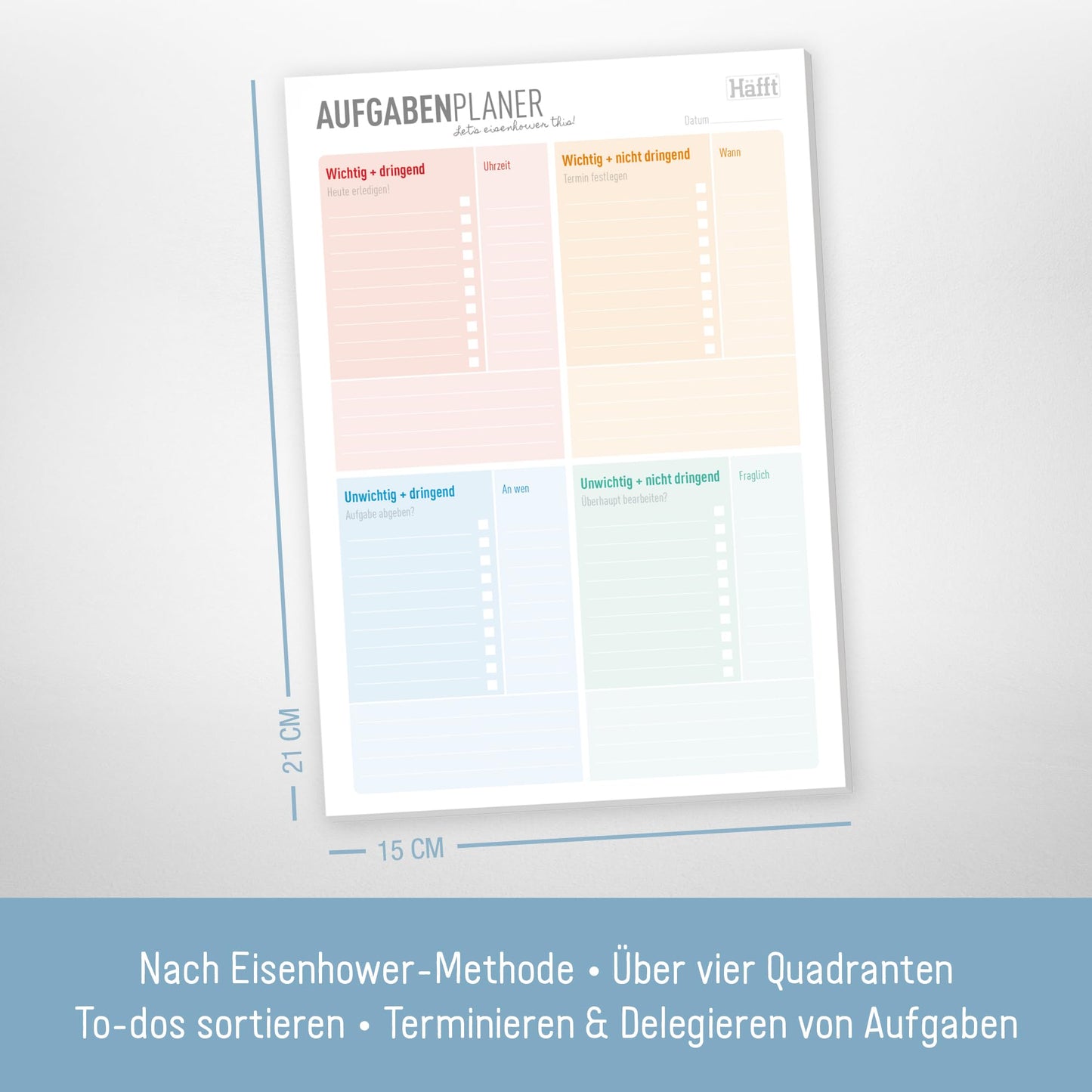 A5 To-do-Listen Block, 50 Blatt | Aufgabenblock nach Eisenhower-Prinzip inkl. Notizblock auf der Rückseite von Trendstuff by Häfft | nachhaltig & klimaneutral