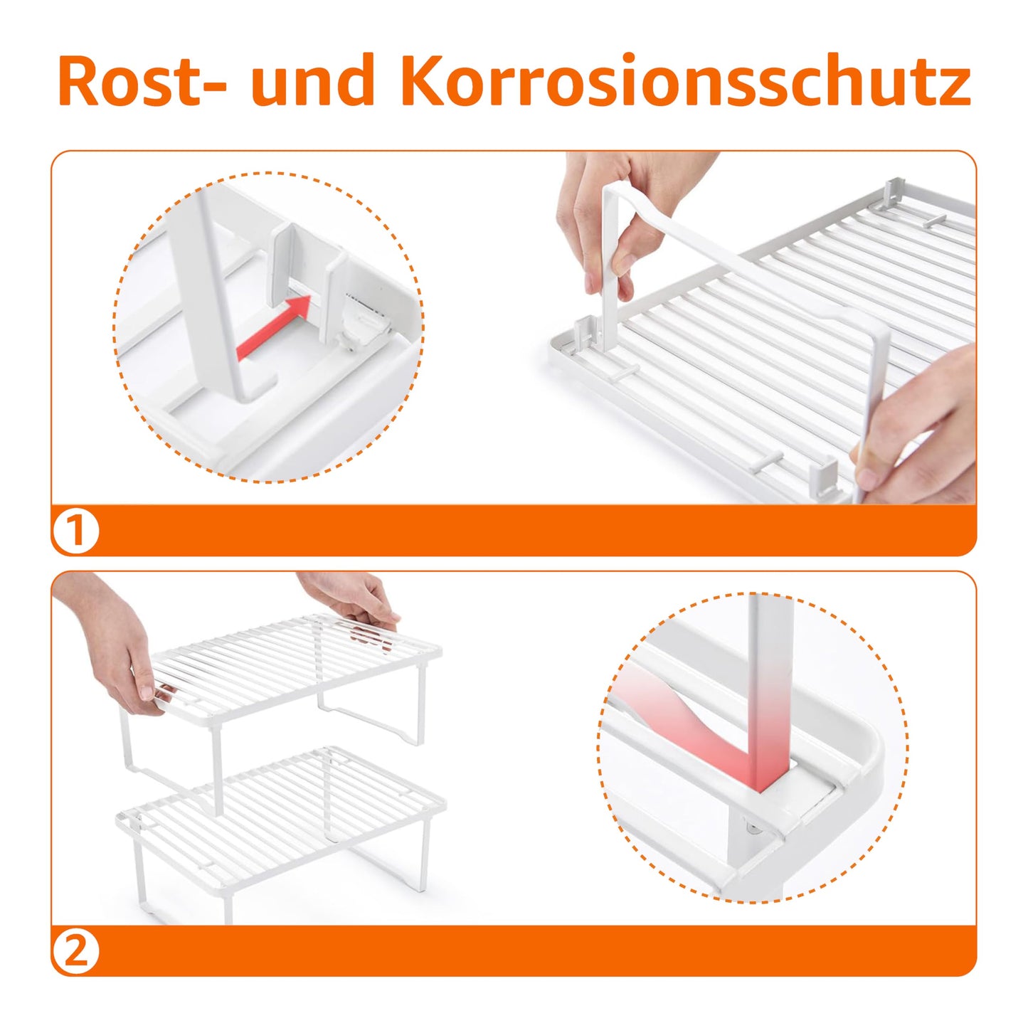Amazon Basics Legierter Stahl Aufbewahrungsregale für die Küche, stapelbar, Weiß