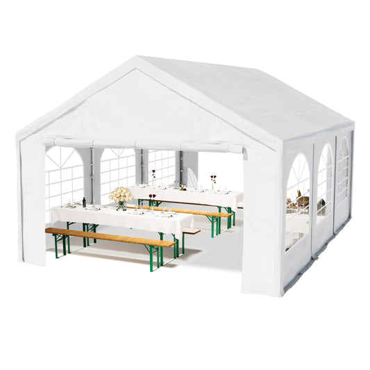 TOOLPORT Hochwertiges Partyzelt 3x6 m Pavillon Zelt PE Plane 450 N Gartenzelt Festzelt Wasserdicht weiß