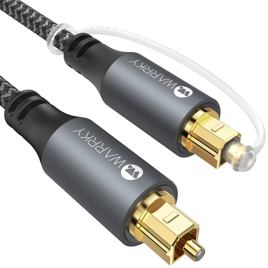 WARRKY Optisches Audiokabel, Optical Audio Cable, [Nylon Geflochten, Vergoldeter Stecker, Aluminiumhülse] Toslink kabel, Kompatibel mit LG/Samsung Soundbar, Stereoanlage, Heimkino, PS4, Xbox -1,8m