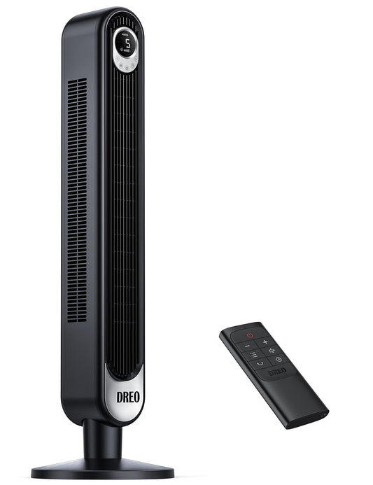 Dreo 28dB Leiser Turmventilator, 106cm Höhe 6 Geschwindigkeitstufen 4 Modi, 12H Timer, 90° oszillierender Ventilator Standventilator mit Fernbedienung Kühlung für Schlafzimmer, Schwarz, Cruiser Pro T1