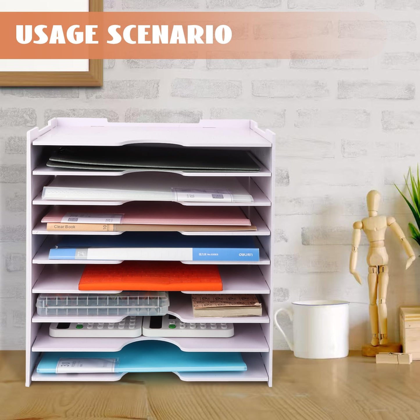 Cinnani Schreibtisch Organizer, 9 Ablagefächer Schubladenbox, A4-Papierhalter Dokumentenablage, Briefablage, Ablage Schreibtisch für Büro, Zuhause, Schule