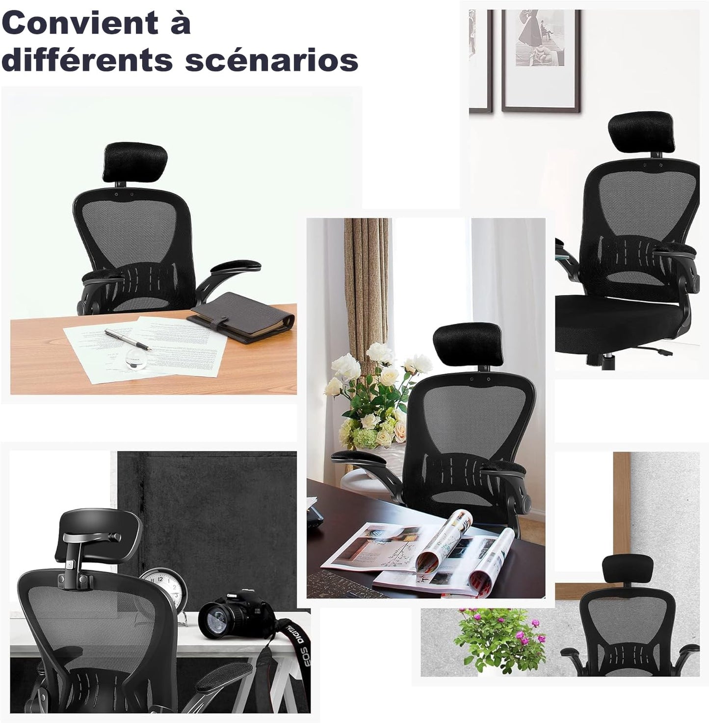 ralex-chair Bürostuhl, Ergonomischer Schreibtischstuhl, Bequem, Höhenverstellbar mit Rollen, Lordosenstütze, Netz, drehbar, für Computer, Heimbüro, Arbeitszimmer, Schwarz und Weiß