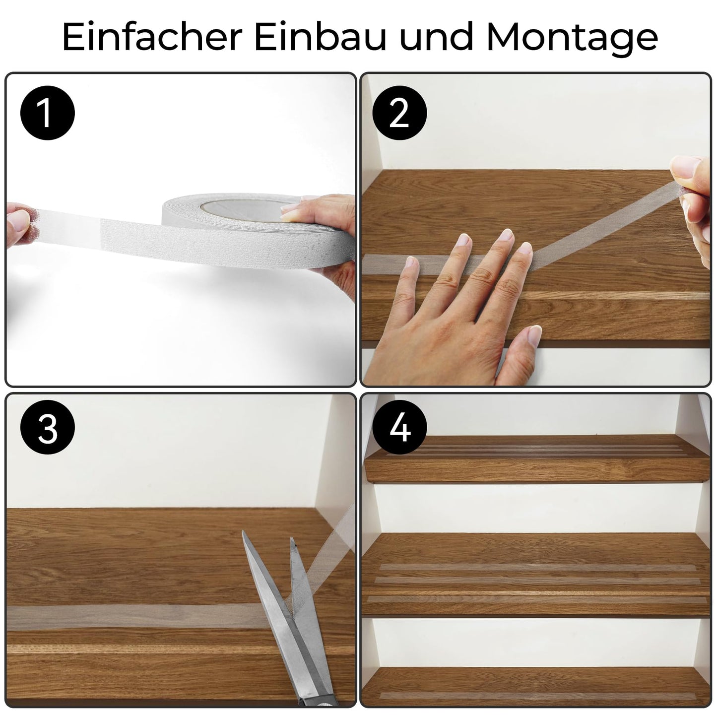 Antirutsch Klebeband 2cm x 10m, Anti Rutsch Streifen Selbstklebend Wasserdicht Schützt Ältere Menschen und Kinder für Treppenstufen, Innen- und Außenbereich, Vorbeugung von Stürzen Transparent