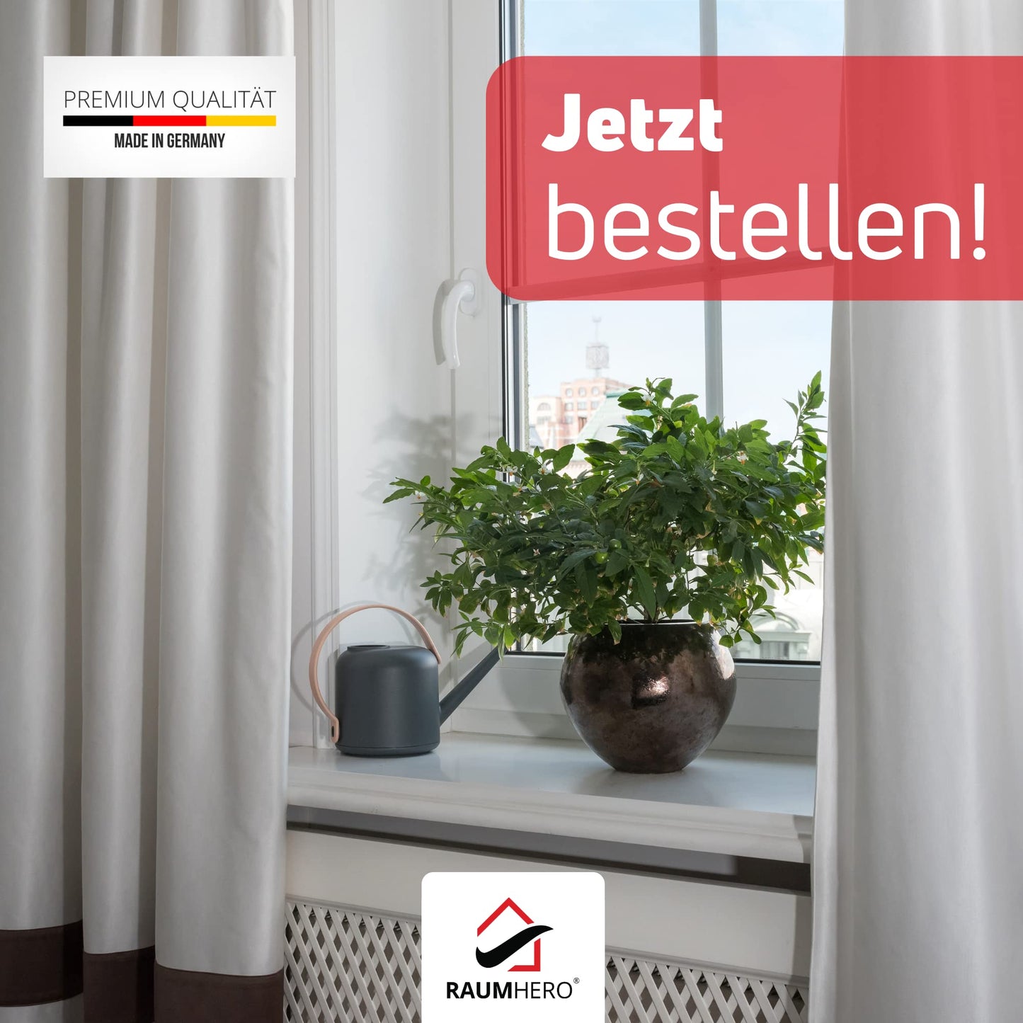 Raumhero® Gardinenröllchen für Schiene (Komplettset 100x Gardinenhaken inkl. 6X Stopper) - 8mm Standardmaß Gardinengleiter - Gardinenhaken für Schienen - 100% Made in Germany