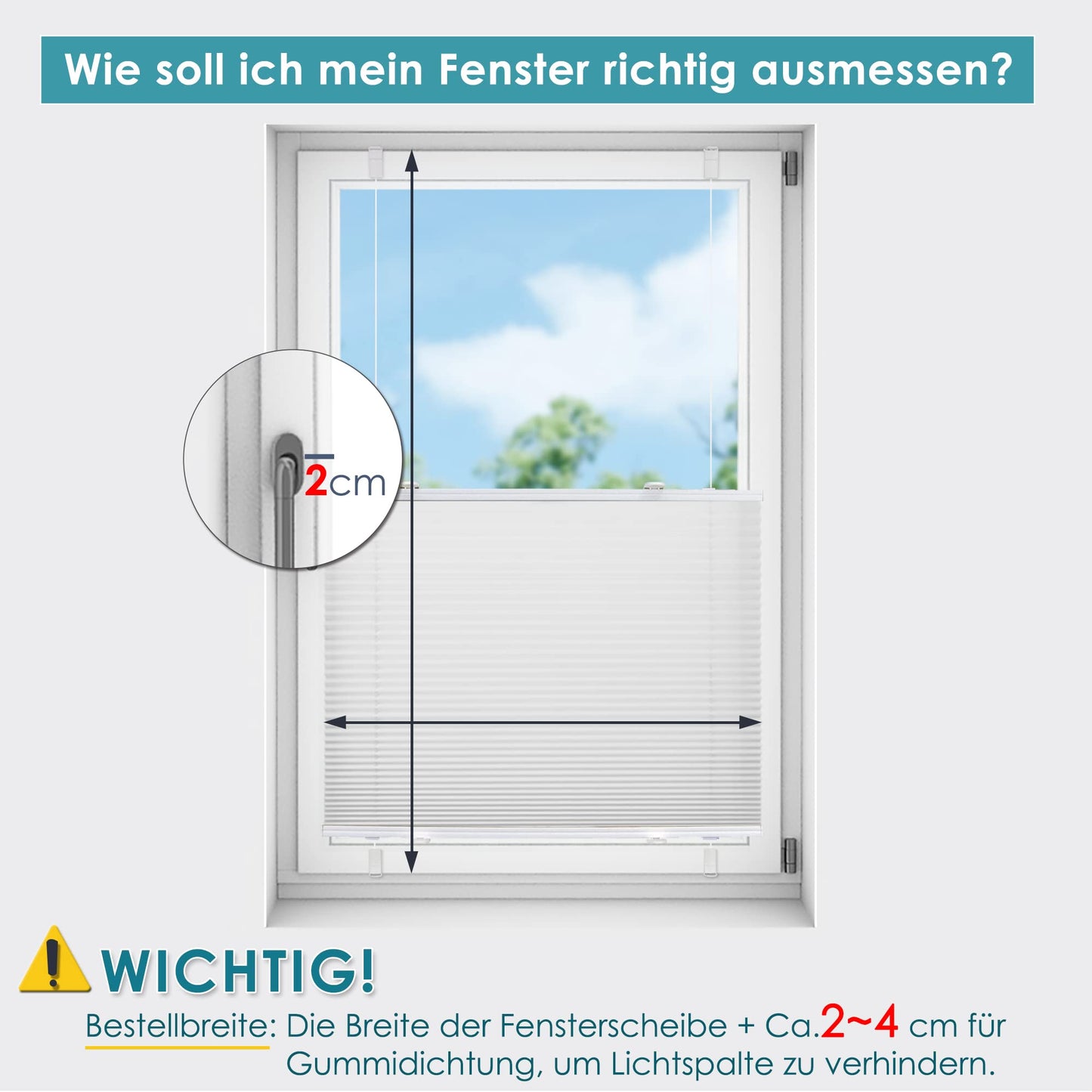 bobodeco Plissee ohne Bohren Plissees Klemmfix - Weiß 80 x 120 cm (BxH) - Easyfix plisseerollo Jalousie Faltrollo Blickdicht - Sichtschutz - Sonnenschutz Fertifplissee - Rollos für Fenster und Tür