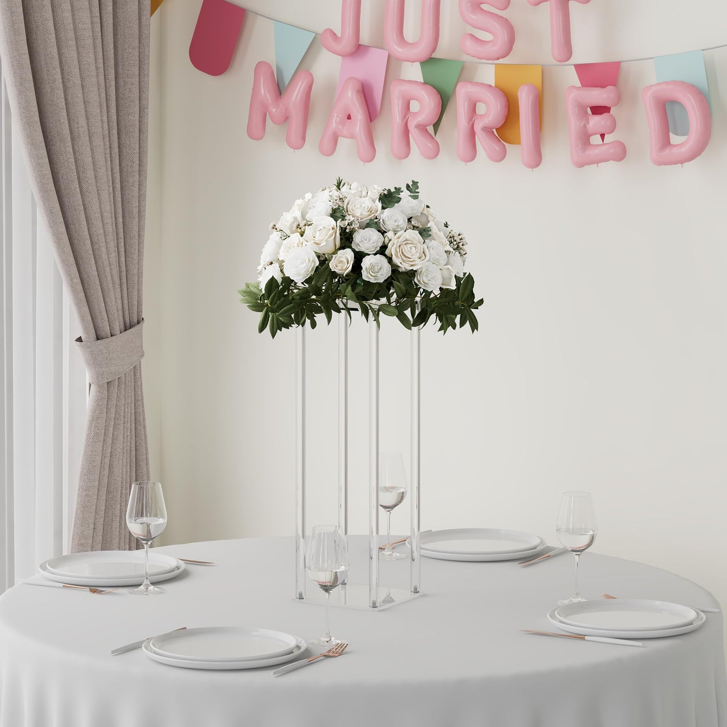TEKXYZ Acryl Tafelaufsatz Stand, 2 Pcs 60 CM hoch Blumenständer, Säule Hochzeit Mittelstücke, Blumen Stand für Hochzeit Event Party Requisiten, Home Decor, Tabelle