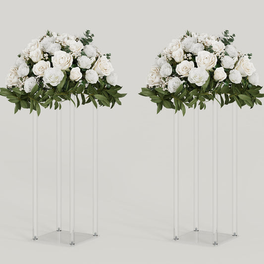 TEKXYZ Acryl Tafelaufsatz Stand, 2 Pcs 60 CM hoch Blumenständer, Säule Hochzeit Mittelstücke, Blumen Stand für Hochzeit Event Party Requisiten, Home Decor, Tabelle