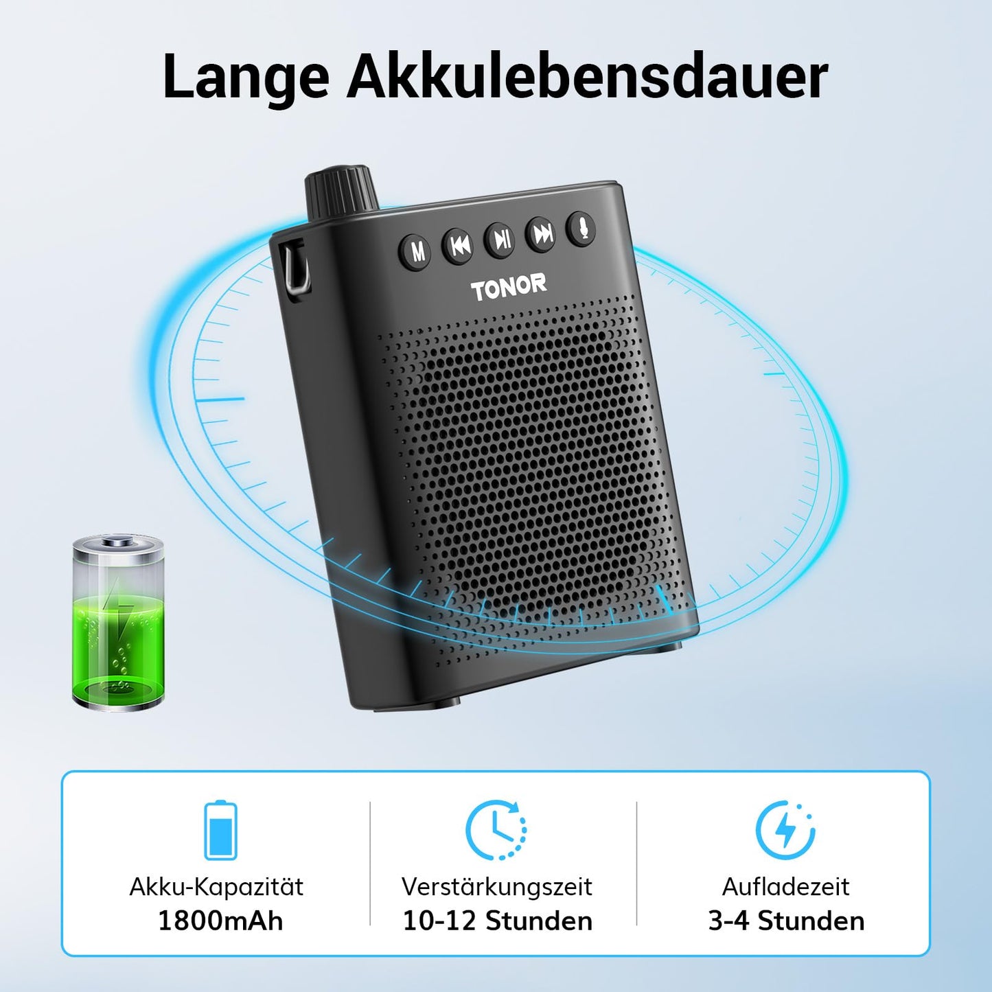 TONOR Sprachverstärker tragbar Blutooth Lautsprecher mit kabelgebundenem Mikrofon Headset, Wiederaufladbares Mini Stimmverstärker für Trainer Lehrer Reiseführer Tagungen Fitnesstrainer, K10