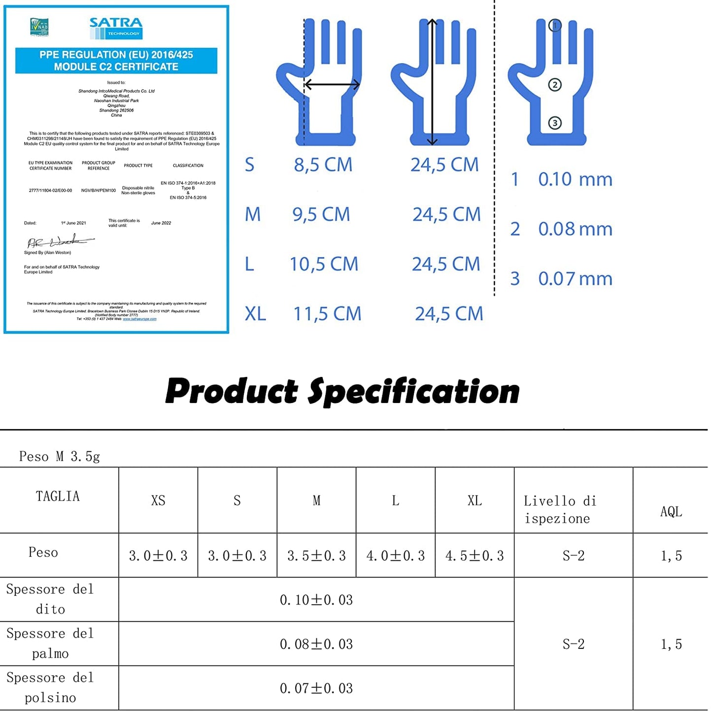 200 Stück Nitril-Handschuhe, puderfrei, latexfrei, hypoallergen, Lebensmittelhandschuhe, Einweghandschuhe (Größe L)