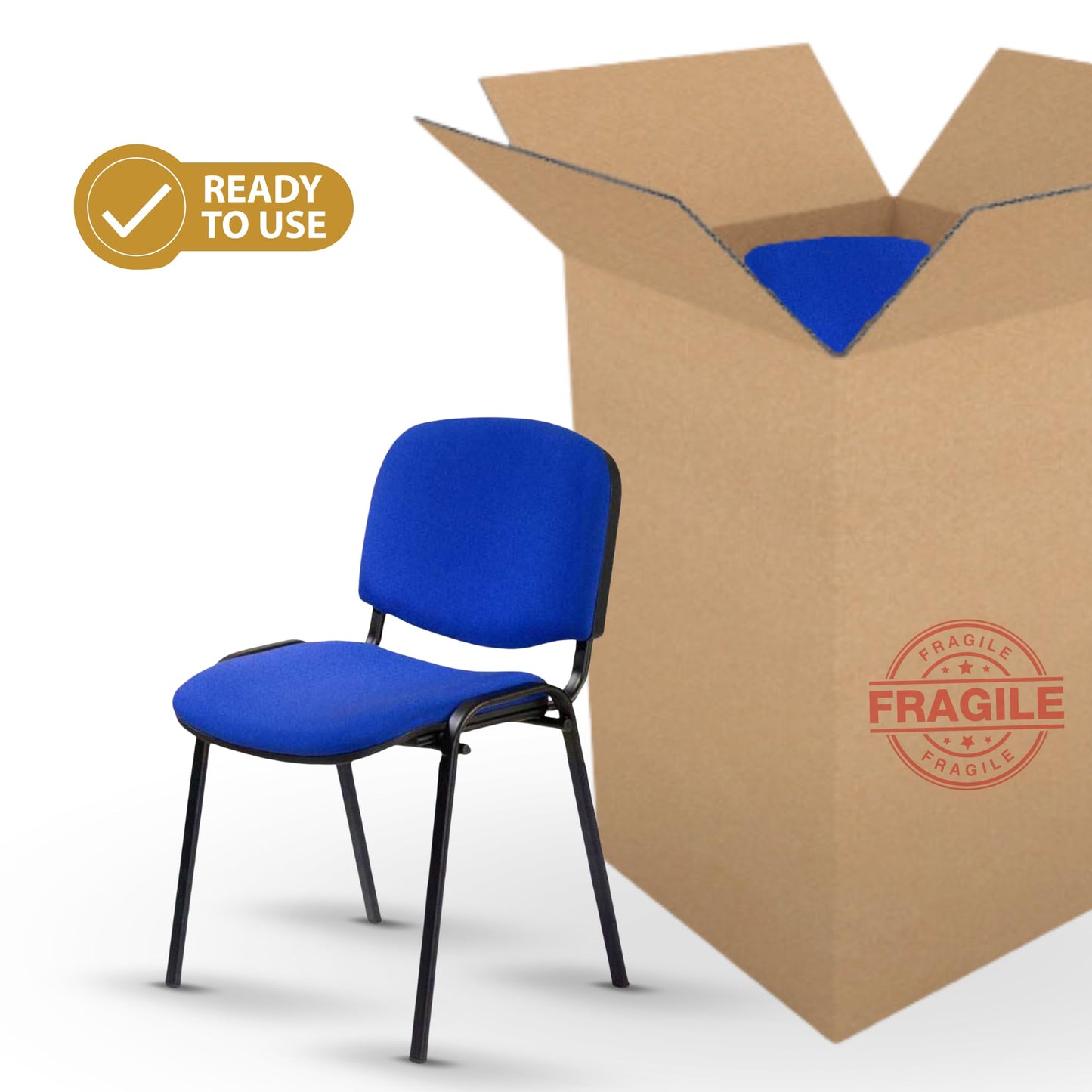Topsit 4er-Set Stapelbare Wartezimmerstühle Blau mit Polsterung und Metallrahmen, Ideal für Büro und Rezeption