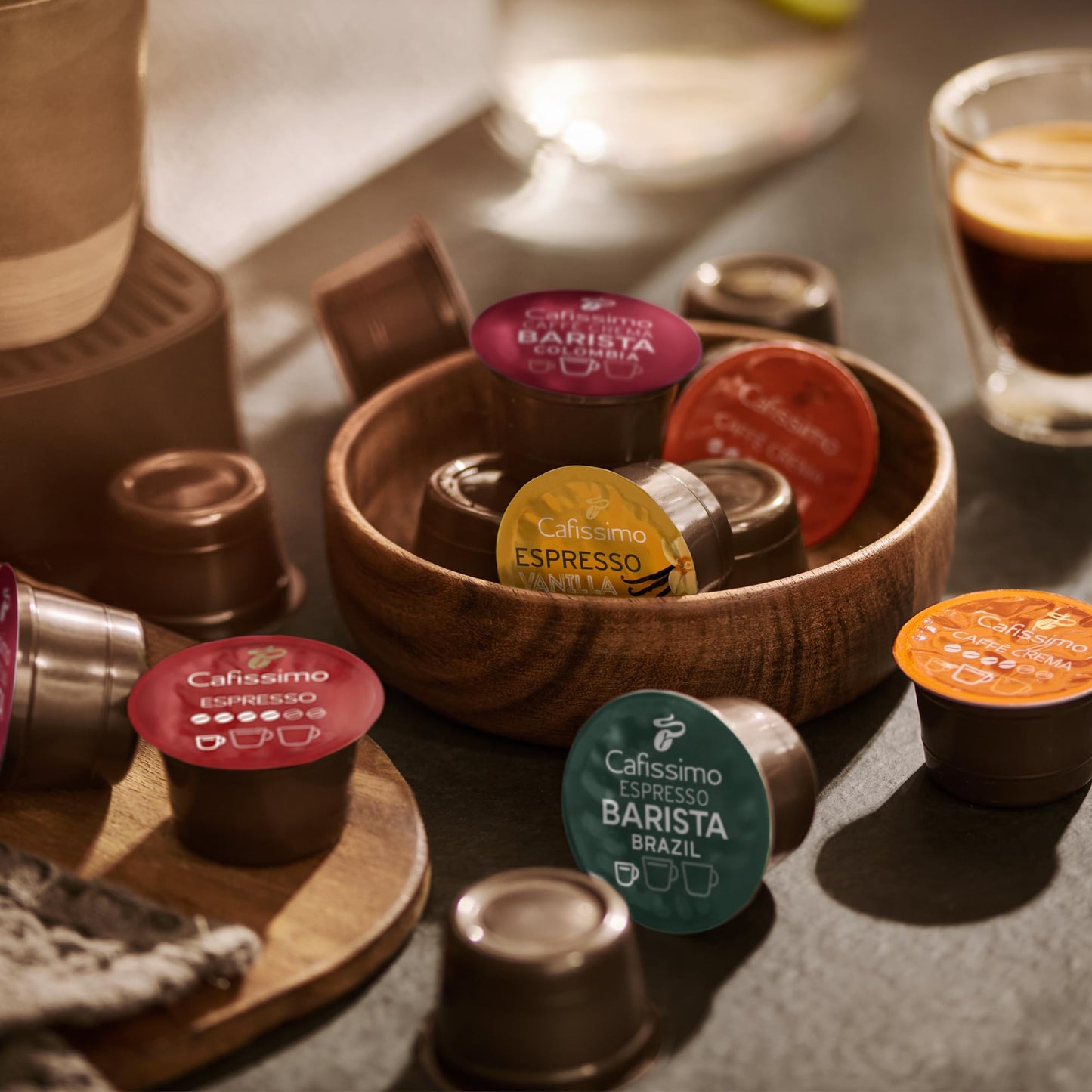 Tchibo Cafissimo Vorratsbox Caffè Crema vollmundig Kaffeekapseln, 96 Stück (Kaffee, ausgewogen und vollmundig), nachhaltig & fair gehandelt