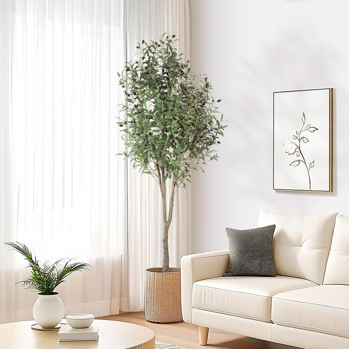 Oc'leaf Olivenbaum Künstlich - 180cm Künstliche Pflanzen Groß Olivenbaumpflanze, Künstlicher Olivenbaum im Topf, Olivenbaum Deko für Zuhause, Wohnzimmer, Schlafzimmer, Büro, Garten
