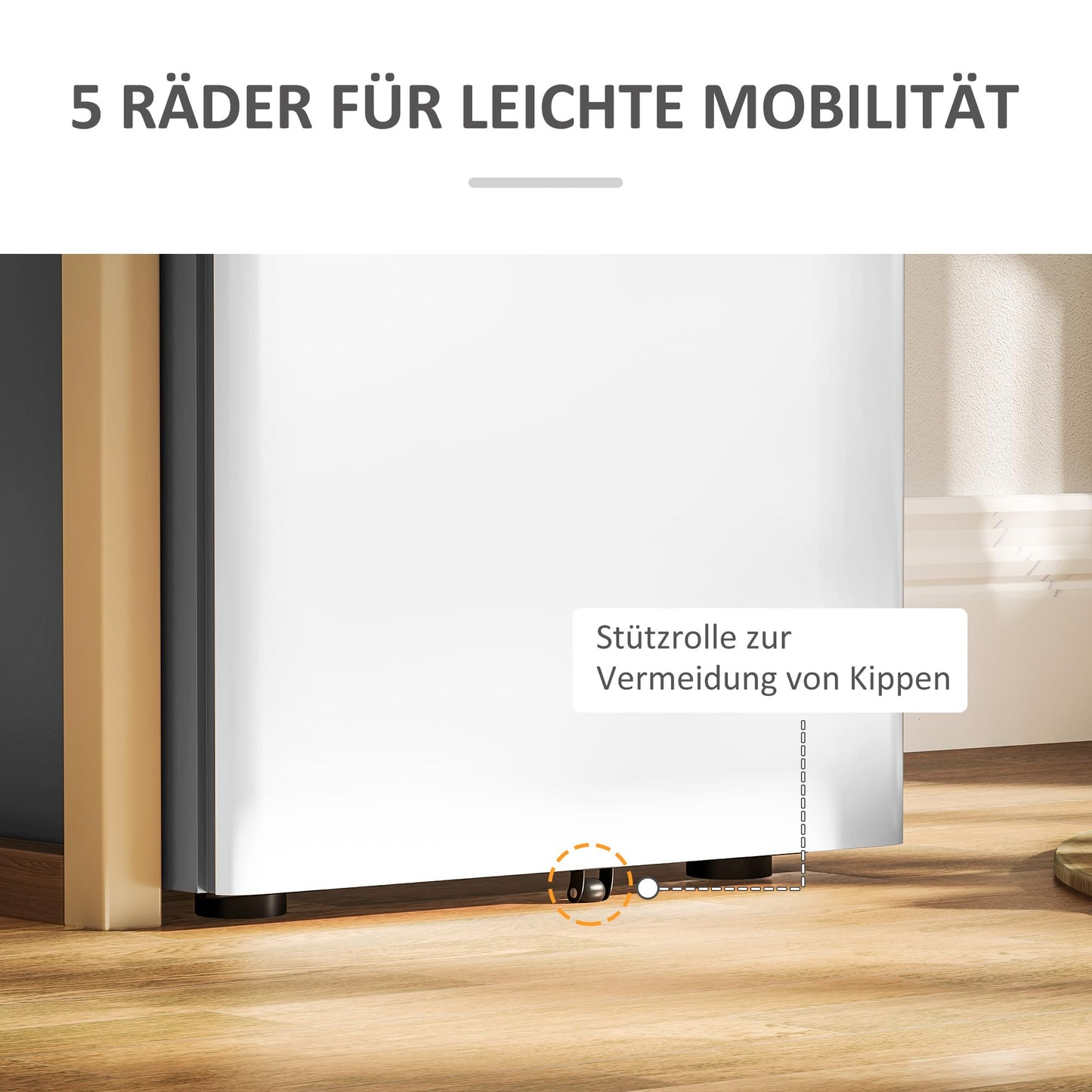 Vinsetto Rollcontainer, mobiler Aktenschrank mit 3 Schubladen, abschließbarer Büroschrank mit Hängeregistratur, Aufbewahrung, Stahl, 39 x 48 x 59 cm Weiß+Grau