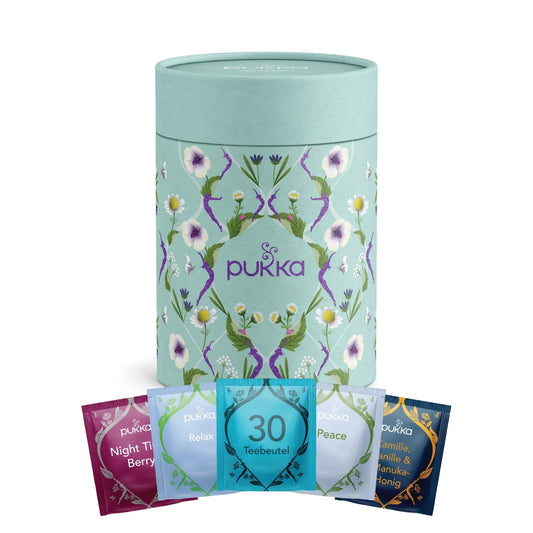 Pukka Tee Geschenkset, Bio Tee Dose "Seelenzauber", Manuka Honig, Kamille, Tee Set, Geschenkidee, 5 Varianten,30 Teebeutel