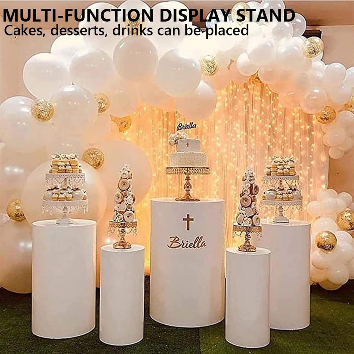 GEJLELDS Zylinder-Sockel-Display, Säulen-Display-Sockel Ständer Event-Dekor Direkter Runder Zylinderständer-Sockel-Display, Weiß,5Pcs