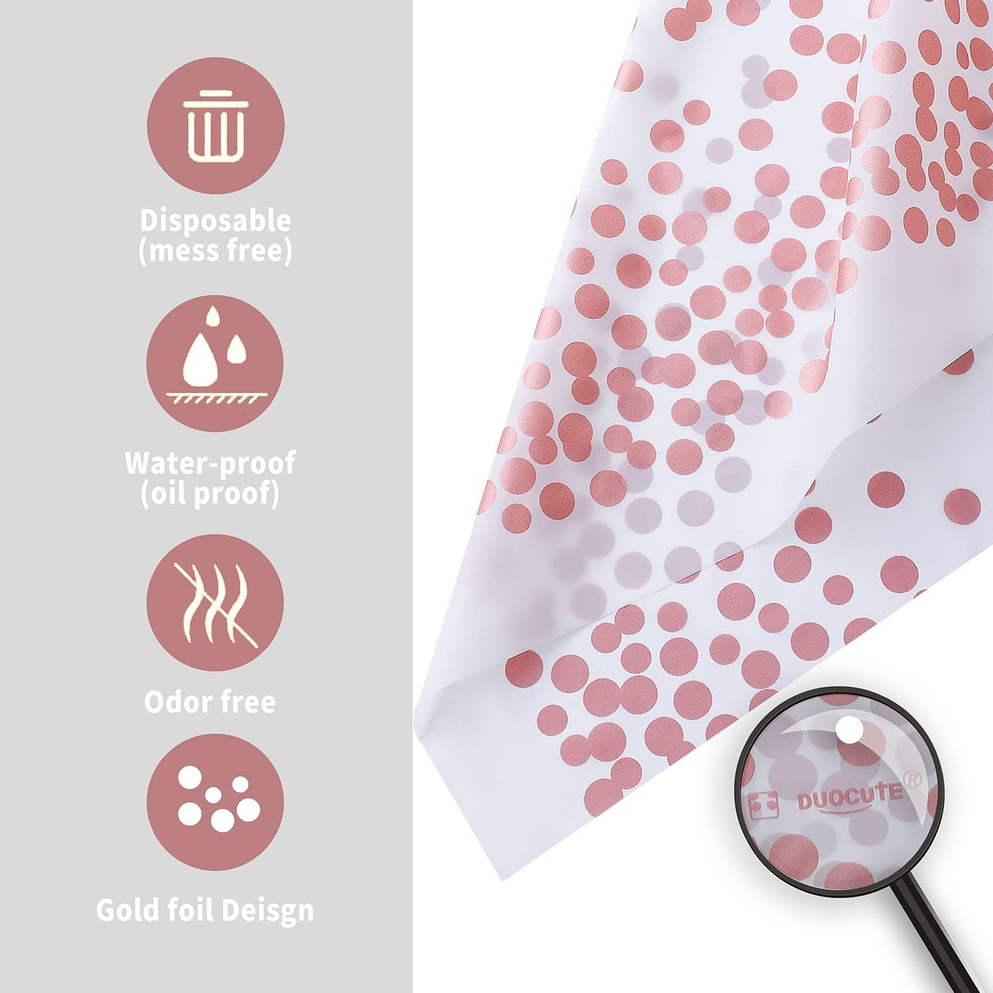 2 Stück Rose Gold Dot und Weiß Party Tischdecke Rechteckiger Rose Gold Dot Confetti Geburtstag Tischdecke für Geburtstag, Braut Shower, Jahrestag, Hochzeit 108"x 54"