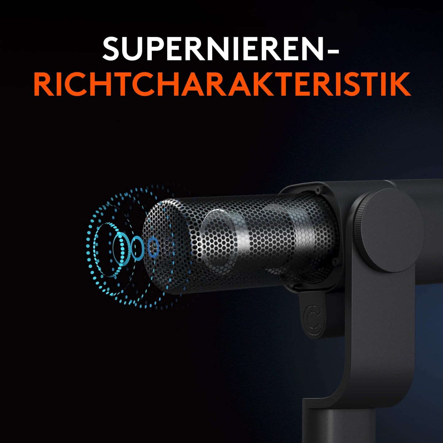 Logitech G Blue Sona Aktives dynamisches XLR-Broadcast-Mikrofon für Streaming und Content-Erstellung, ClearAmp-Vorverstärker, Doppelkapsel-Design, Interne Mikrofonspinne - Schwarz